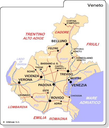 Vittorio Veneto motorway map