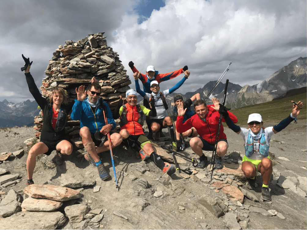 Group of Trail Runners at the Col della Seigne at the TRM Trail Running Camp Mont Blanc