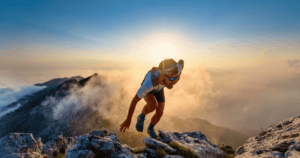 sky runner i cima alla montagna